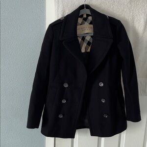 Burberry Brit Black Coat with Signature Check Lining